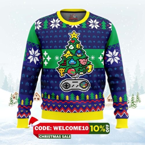 Classic Gamer Ugly Christmas Sweater Retro Gaming Holiday Jumper
