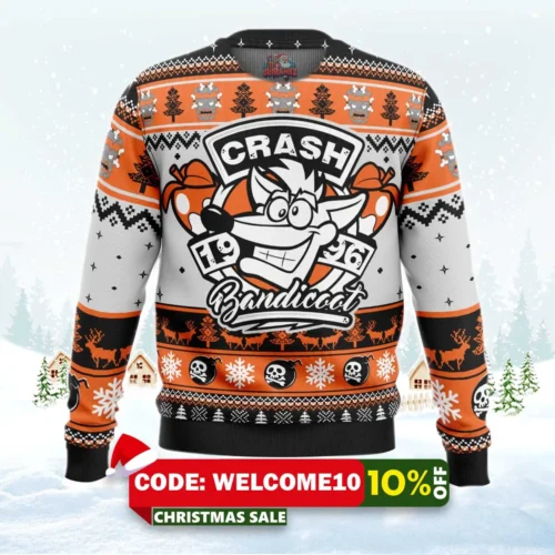 1996 bandicoot crash bandicoot ugly christmas sweater 1
