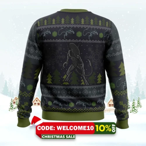 a christmas bug hunt xenomorph ugly christmas sweater 2