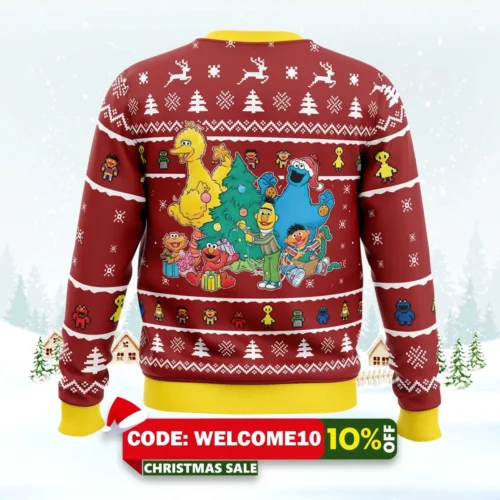 a sesame street christmas sesame street ugly christmas sweater 2