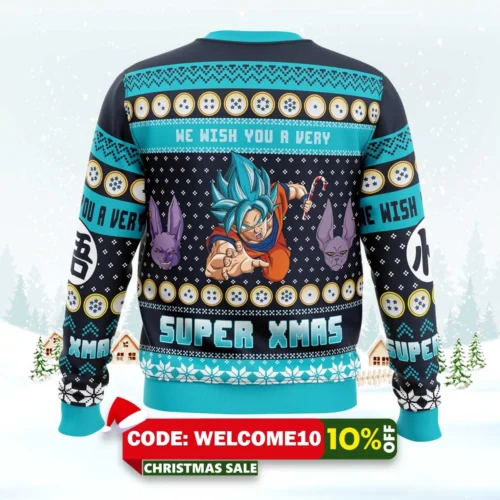 a very saiyan christmas dragon ball z ugly christmas sweater 2