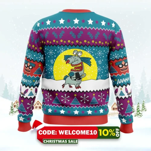 aaahh!!! real monsters nickelodeon ugly christmas sweater 2