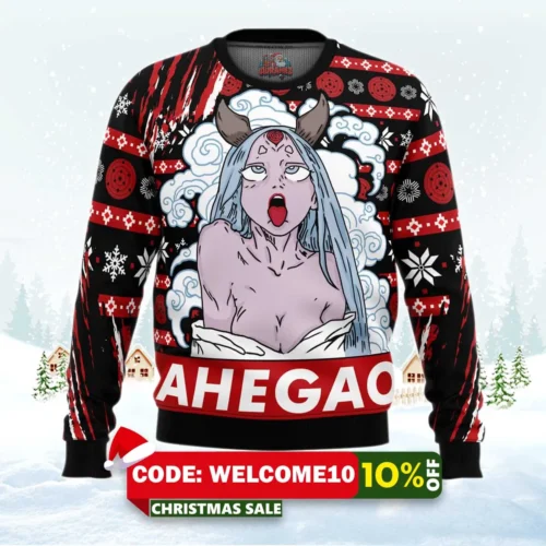 ahegao kaguya naruto ugly christmas sweater 1