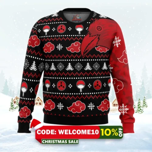 akatsuki itachi symbolic crows naruto christmas sweater 1