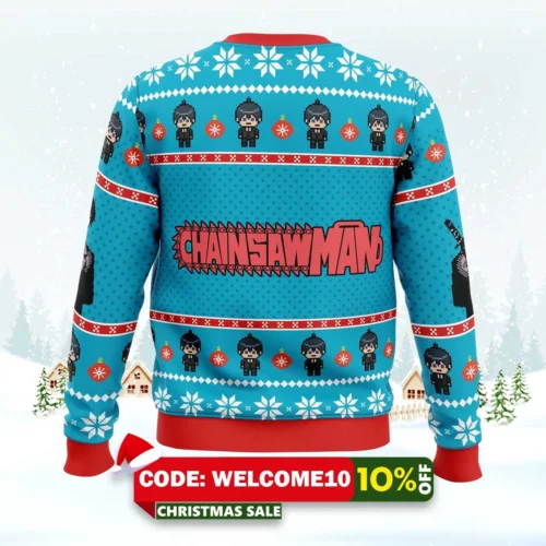 aki chainsaw man ugly christmas sweater 2
