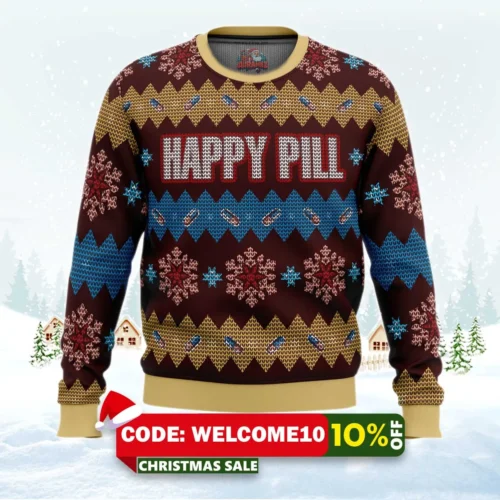 akira happy pill ugly christmas sweater 1