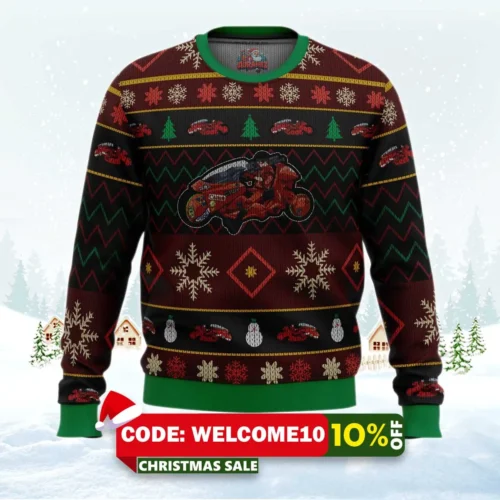 akira shotaro kaneda bike ugly christmas sweater 1