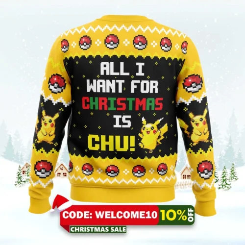 all i want pikachu pokemon ugly christmas sweater 2