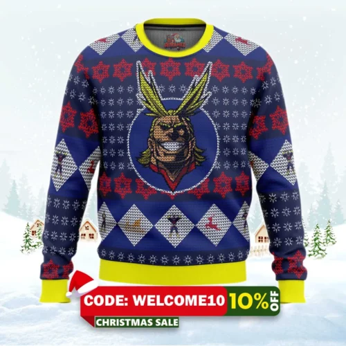 all might my hero academia ugly christmas sweater 1