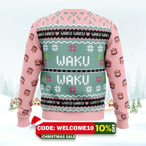 anya forger waku waku spy x family ugly christmas sweater 2