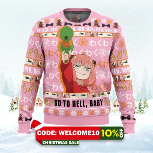 anya go to hell baby spy x family ugly christmas sweater 1