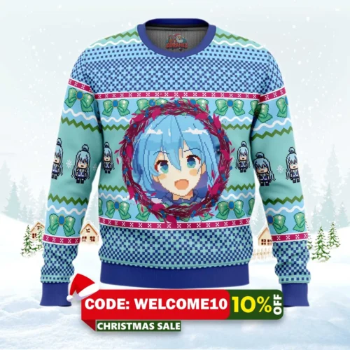 aqua konosuba ugly christmas sweater 1