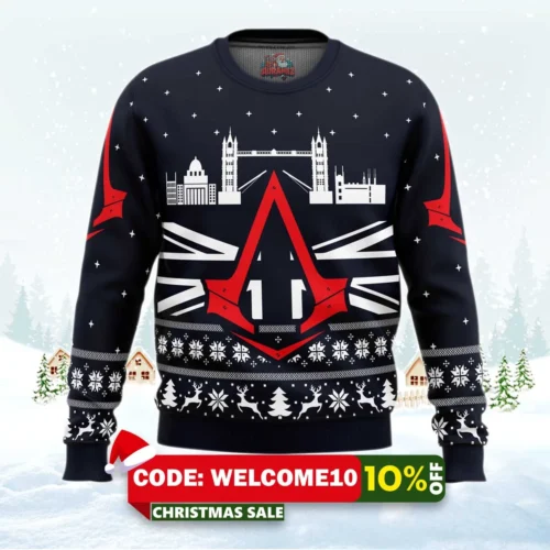 assassins creed london bridge ugly christmas sweater 1