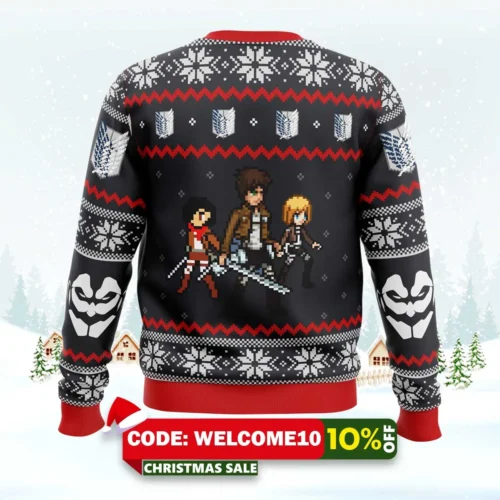 attack on titan colossal claus ugly christmas sweater 2