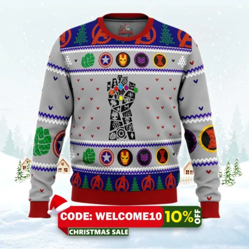 avengers gauntlet ugly christmas sweater 1