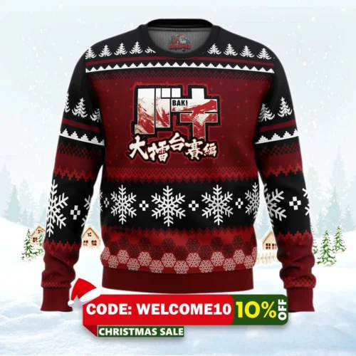 axe kick baki ugly christmas sweater 1