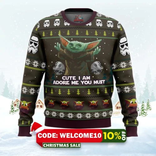 baby yoda cute mandalorion star wars ugly christmas sweater 1