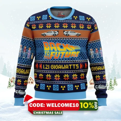 back to the future ugly christmas sweater 1
