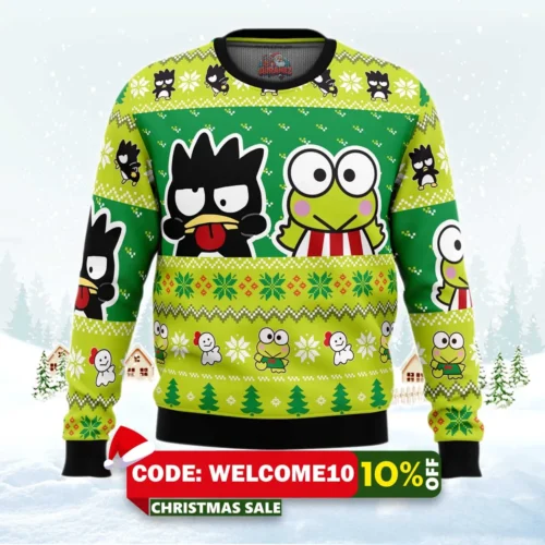 badtz maru and keroppi sanrio ugly christmas sweater 1