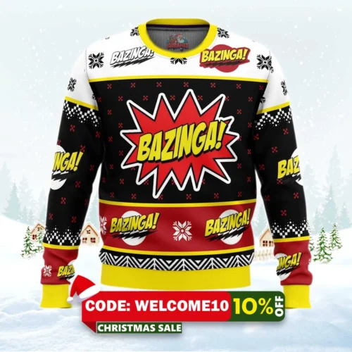 bazinga the big bang theory ugly christmas sweater 1