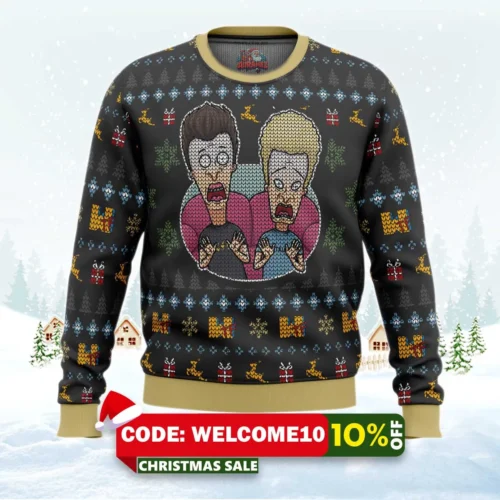 beavis and butthead surprise reaction sweater 1