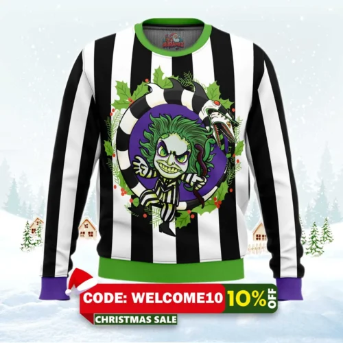 beetle juice ugly christmas sweater 1