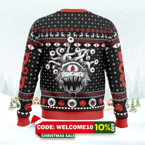 beholder dungeons and dragons ugly christmas sweater 2
