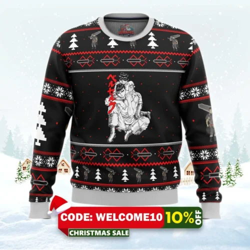berserk guts and casca ugly christmas sweater 1