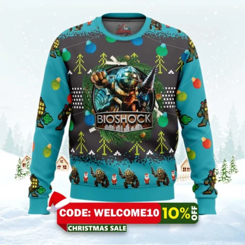 big daddy bioshock v2 ugly christmas sweater 1
