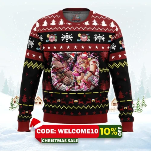 big mom x kaido one piece ugly christmas sweater 1