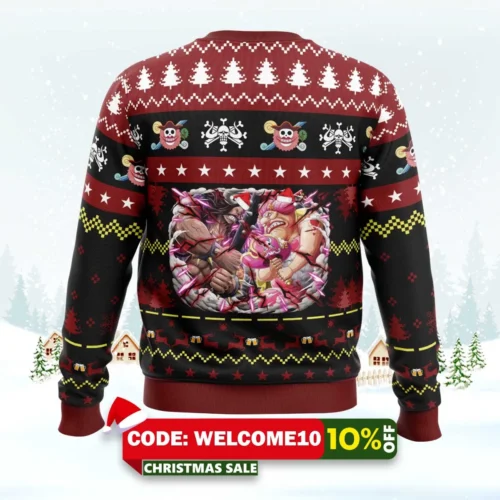 big mom x kaido one piece ugly christmas sweater 2
