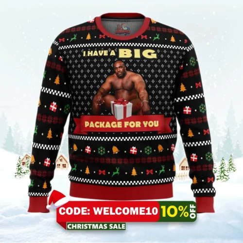big package barry wood meme ugly christmas sweater 1