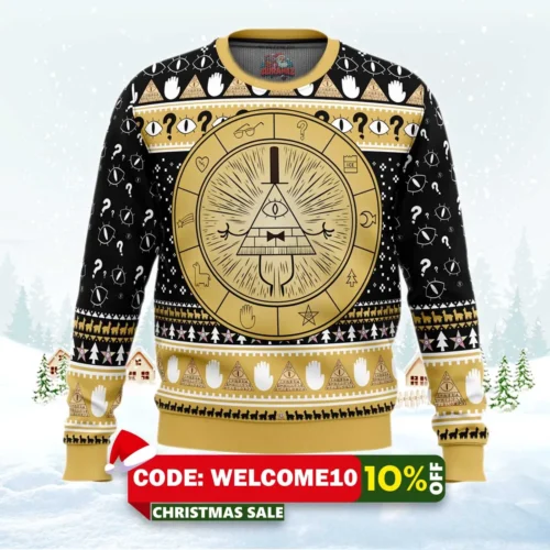 bill cipher gravity falls ugly christmas sweater 1