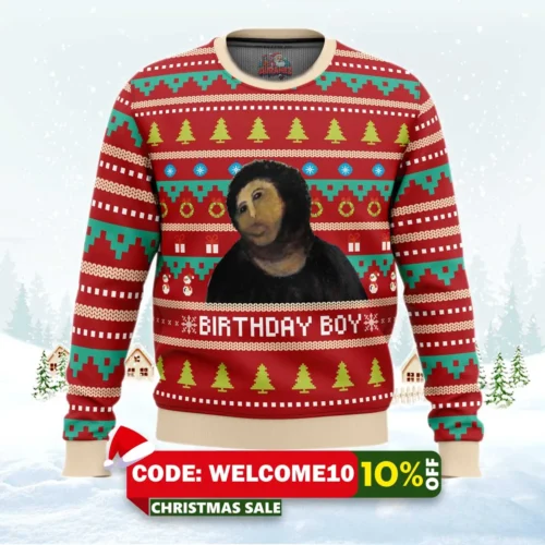birthday boy potato jesus ugly christmas sweater 1