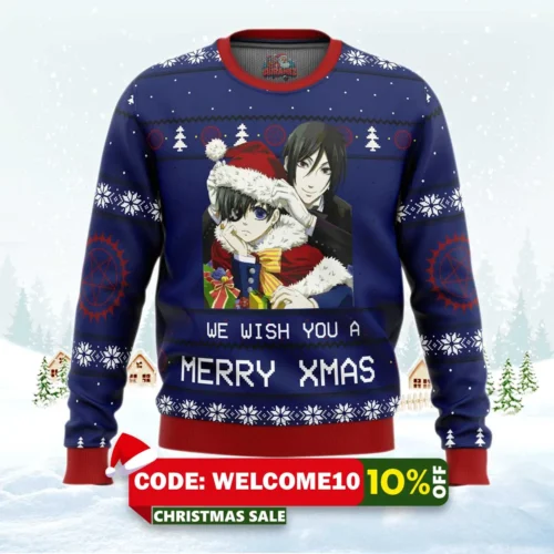 black butler merry xmas ugly christmas sweater 1
