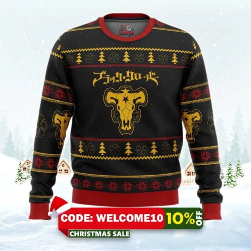 black clover bulls ugly christmas sweater 1