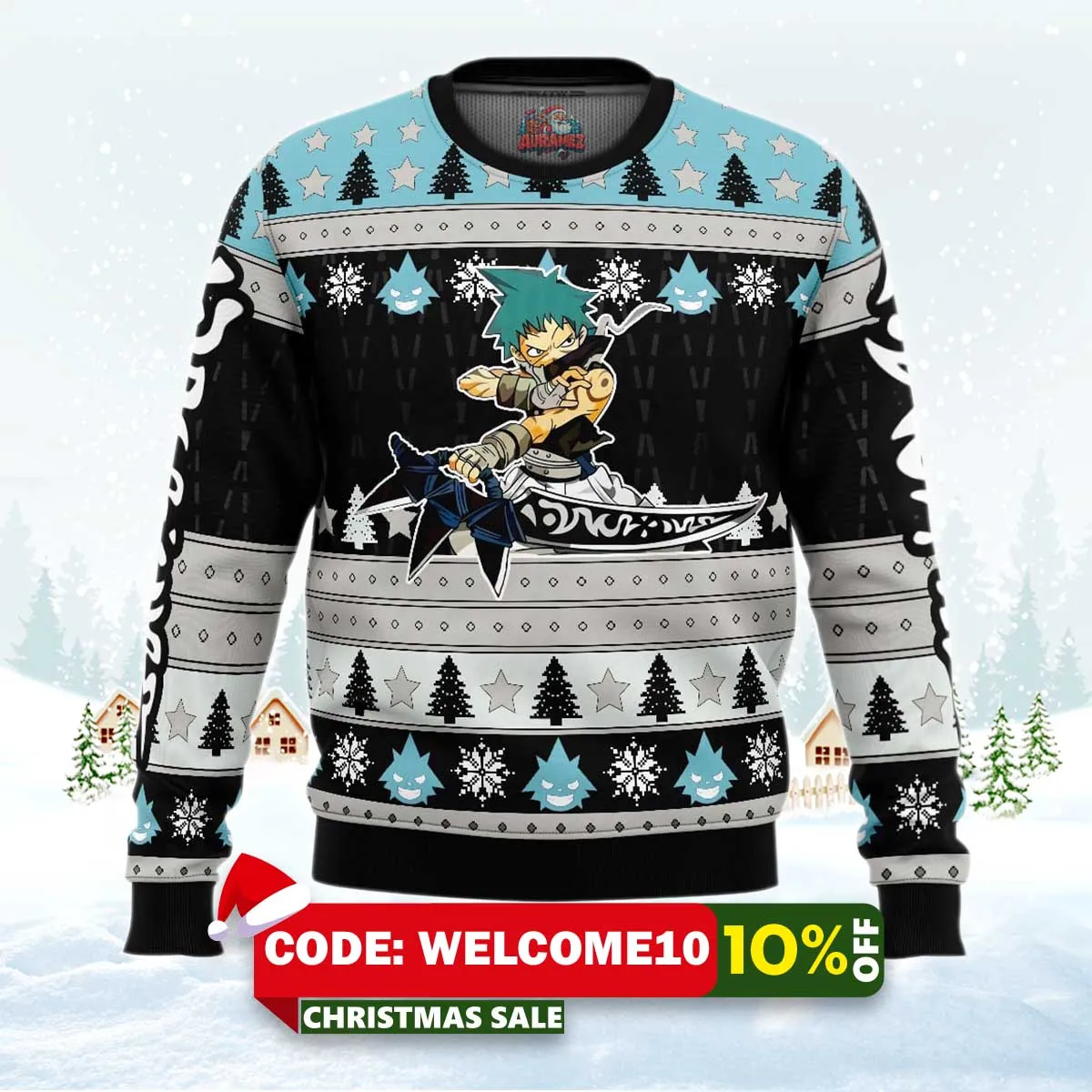 black star soul eater ugly christmas sweater 1 black star soul eater ugly christmas sweater 1