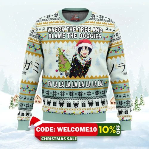 blame the doggies norogami ugly christmas sweater 1