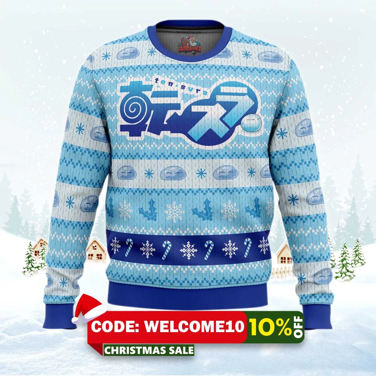 blue christmas that time i got reincarnated as a slime christmas sweater 1 blue christmas that time i got reincarnated as a slime christmas sweater 1