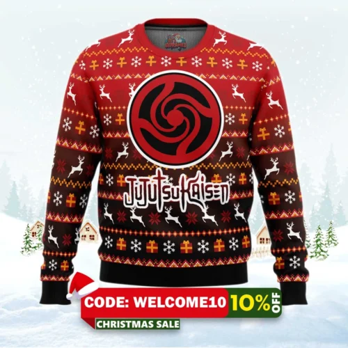 bottons symbol jujutsu kaisen ugly christmas sweater 1