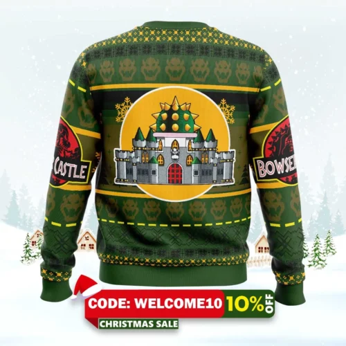 bowser castle super mario bros ugly christmas sweater 2