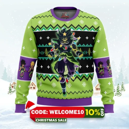 broly dragon ball z ugly christmas sweater 1