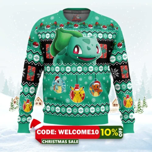 bulbasaur i choose you pokemon ugly christmas sweater 1
