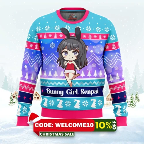 bunny girl senpai rascal does not dream of bunny girl senpai ugly christmas sweater 1