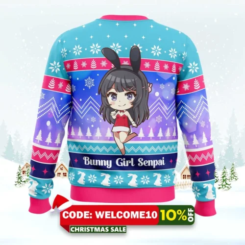 Bunny Girl Senpai Rascal Does Not Dream Of Bunny Girl Senpai Ugly Christmas Sweater 1 bunny girl senpai rascal does not dream of bunny girl senpai ugly christmas sweater 2