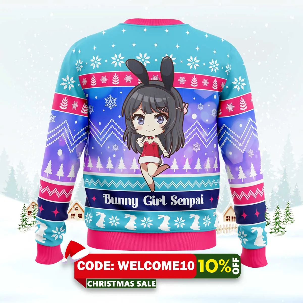 bunny girl senpai rascal does not dream of bunny girl senpai ugly christmas sweater 2 bunny girl senpai rascal does not dream of bunny girl senpai ugly christmas sweater 2