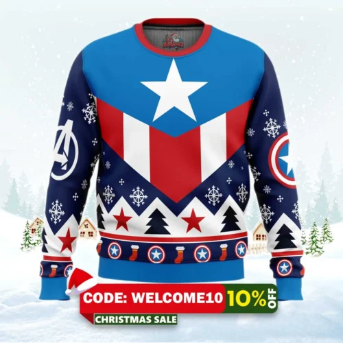 captain america ugly christmas sweater 1