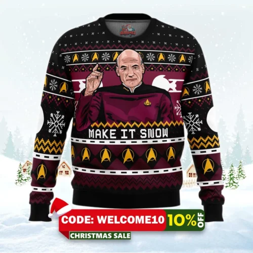 captain picard ugly christmas sweater 1