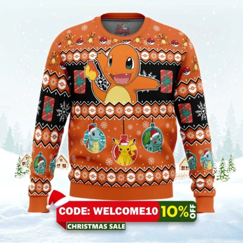 charmander i choose you pokemon ugly christmas sweater 1