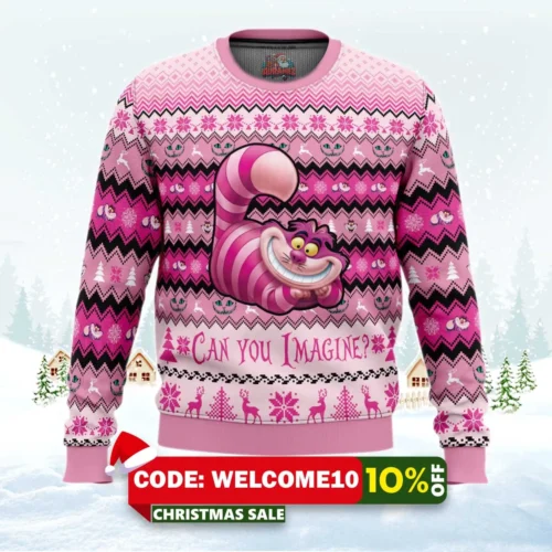 cheshire cat ugly christmas sweater 1